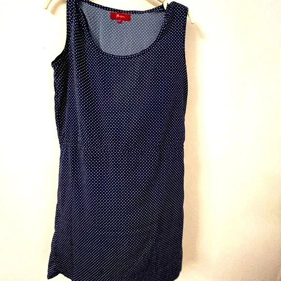 Beautiful blue and white small polka dot women summer dress size fit M to XL - Picture 2 of 3